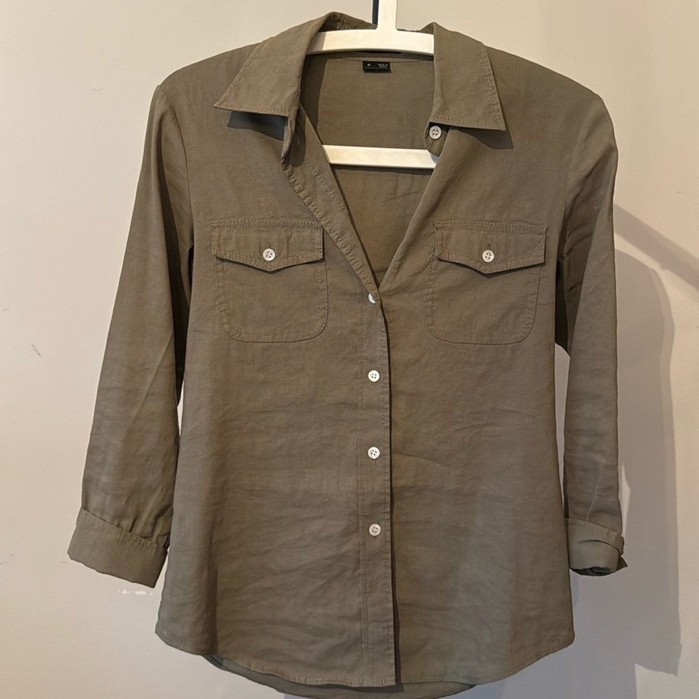Theory button down fitted blouse